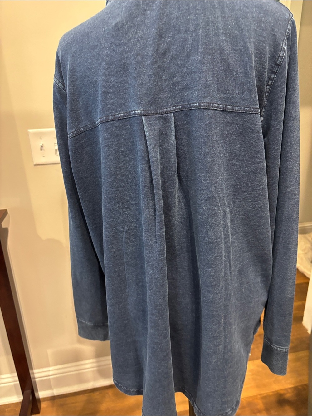 Blue Denim-Style Button Front Shirt Jacket - Picture 4 of 5